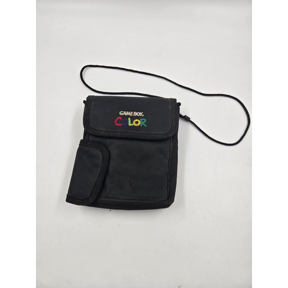 Nintendo Game Boy Color Travel Case Black Nylon Pouch Neck Strap Vintage GBC Bag